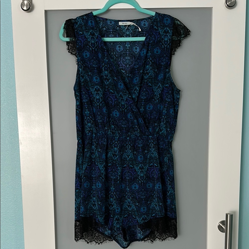 Floral Lace Trim Romper